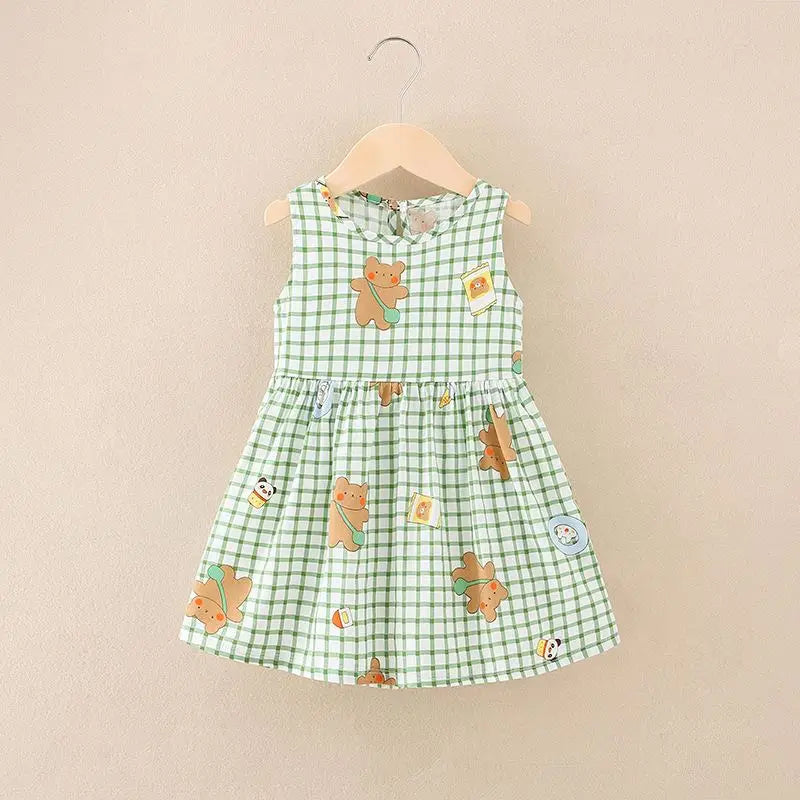 New  2025 Baby Girls Summer Dress Kids and Girls Outdoor Princess Sweet Short Dress Viscose for 1-6 Years Old Girls Children
