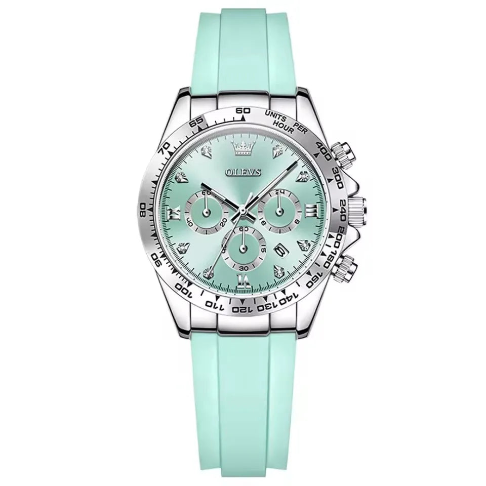 OLEVS 5618 Luxury Original Quartz Watches for Women's Woman Watch Silicone Strap Auto Date Waterproof Chronograph Ladies Clock