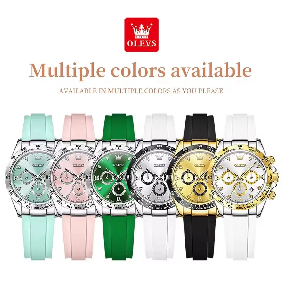 OLEVS 5618 Luxury Original Quartz Watches for Women's Woman Watch Silicone Strap Auto Date Waterproof Chronograph Ladies Clock