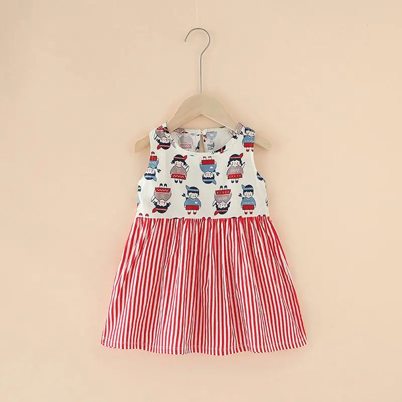 New  2025 Baby Girls Summer Dress Kids and Girls Outdoor Princess Sweet Short Dress Viscose for 1-6 Years Old Girls Children