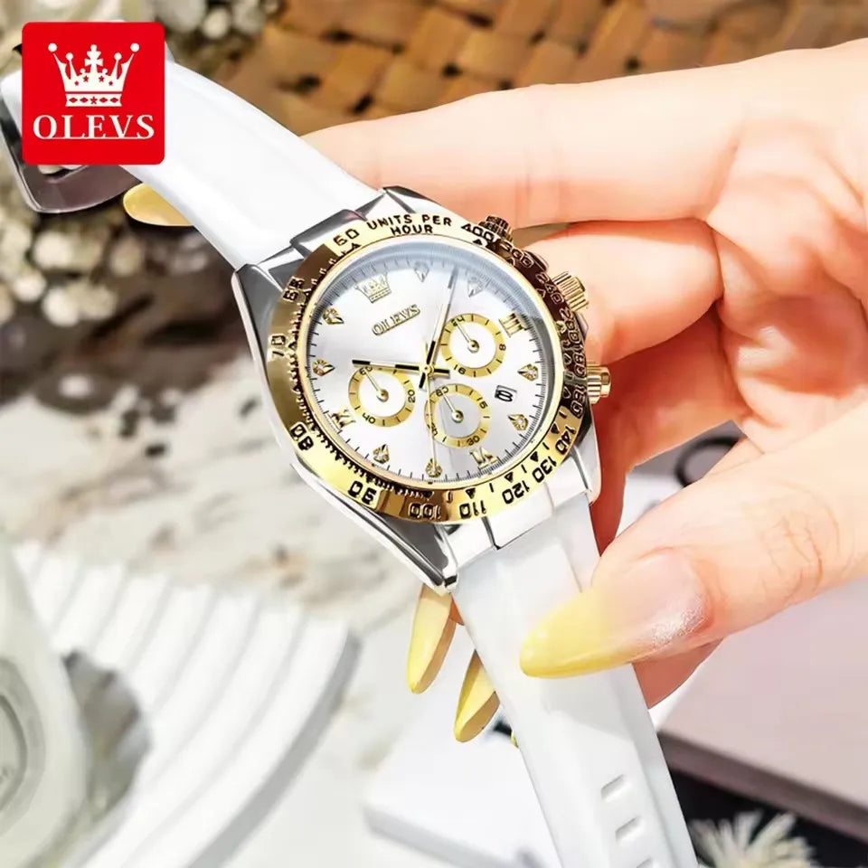 OLEVS 5618 Luxury Original Quartz Watches for Women's Woman Watch Silicone Strap Auto Date Waterproof Chronograph Ladies Clock