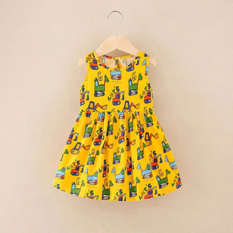 New  2025 Baby Girls Summer Dress Kids and Girls Outdoor Princess Sweet Short Dress Viscose for 1-6 Years Old Girls Children