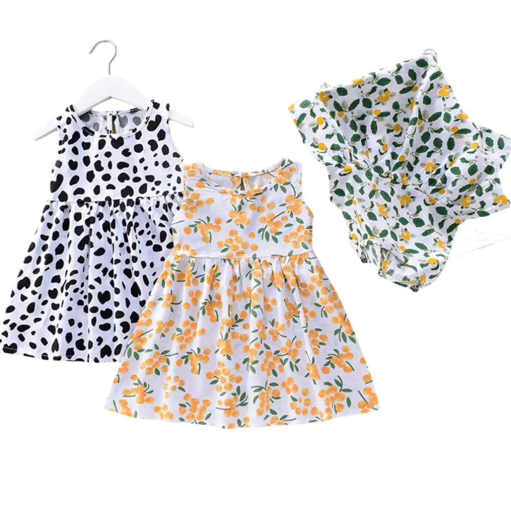 New  2025 Baby Girls Summer Dress Kids and Girls Outdoor Princess Sweet Short Dress Viscose for 1-6 Years Old Girls Children