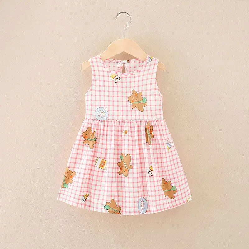 New  2025 Baby Girls Summer Dress Kids and Girls Outdoor Princess Sweet Short Dress Viscose for 1-6 Years Old Girls Children
