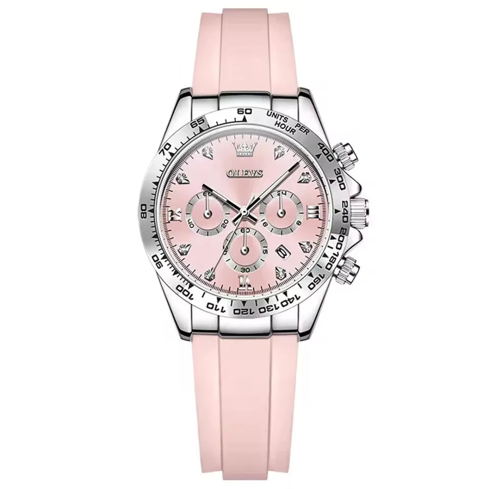 OLEVS 5618 Luxury Original Quartz Watches for Women's Woman Watch Silicone Strap Auto Date Waterproof Chronograph Ladies Clock