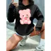Personalized Custom Women's Casual Knitted Spring Printed Sports Shirt with Bear and Strawberry Design Eco-Friendly