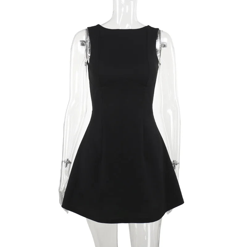 2025 New Sexy Slim Skirt European and American Style Backless Vest Basic Dress