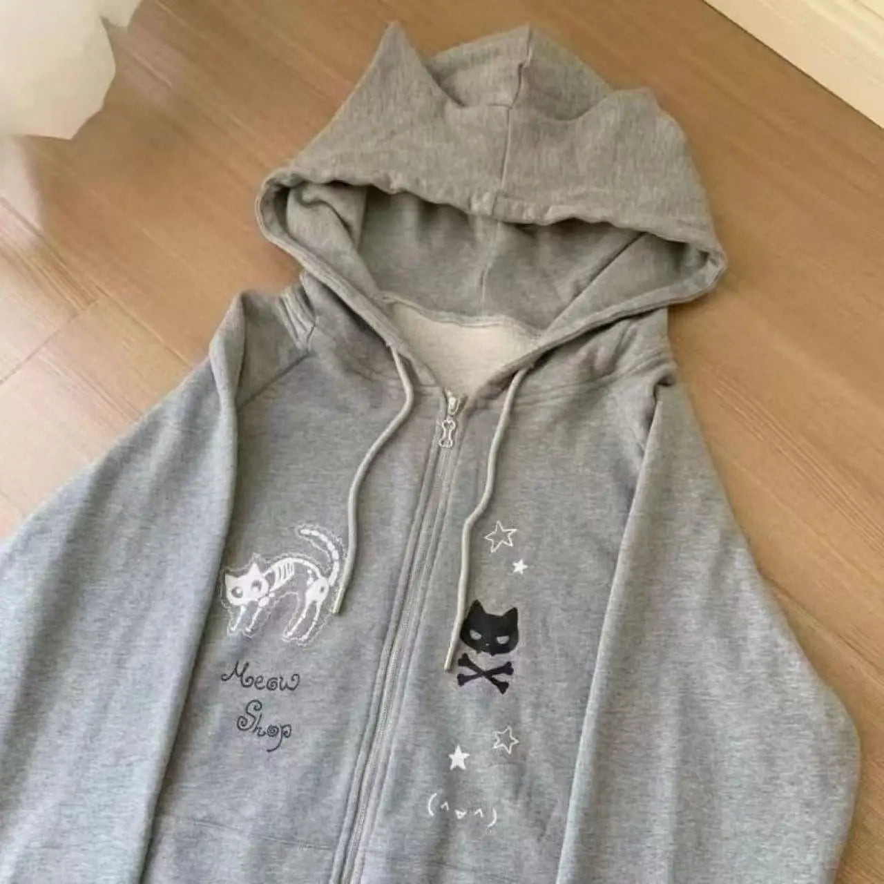 Cat Ears Hooded Sweatshirts Jackets Women's Clothing Long Sleeve Zipper Cartoon Jacket Casual Fashion Korean Y2k Hoodies Coats