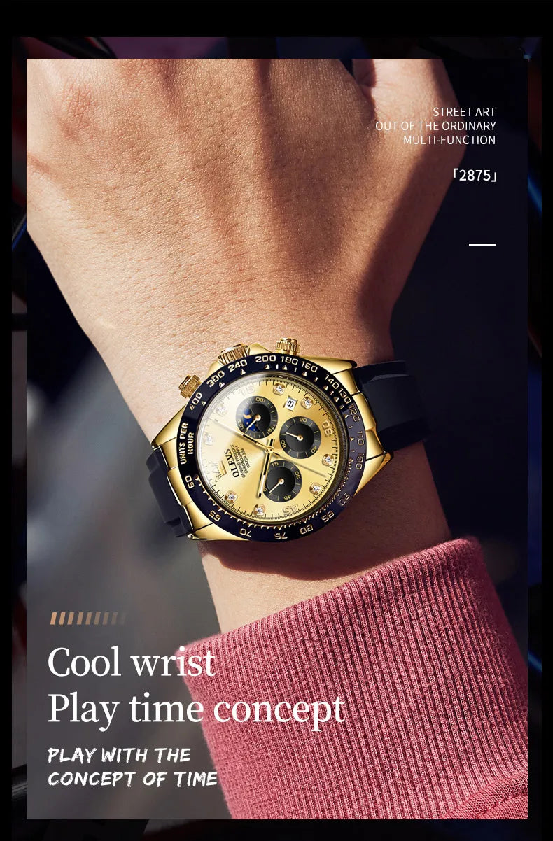 OLEVS 2875 Luxury Men Watch Quartz Man Watches Waterproof Luminous Top Brand Watch for Men Date Chronograph Sport Wristwatch