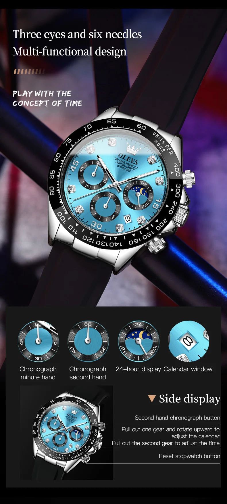 OLEVS 2875 Luxury Men Watch Quartz Man Watches Waterproof Luminous Top Brand Watch for Men Date Chronograph Sport Wristwatch