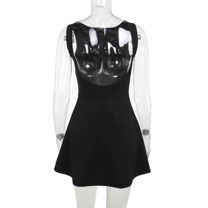 2025 New Sexy Slim Skirt European and American Style Backless Vest Basic Dress