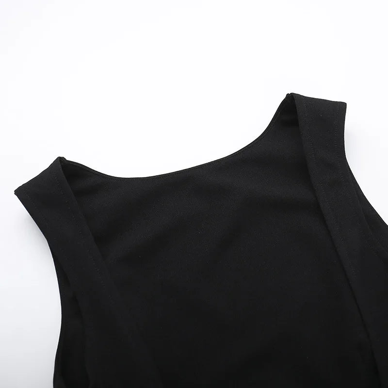 2025 New Sexy Slim Skirt European and American Style Backless Vest Basic Dress