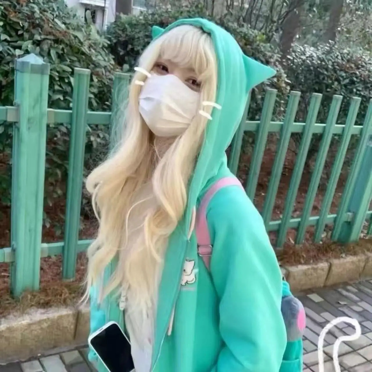 Cat Ears Hooded Sweatshirts Jackets Women's Clothing Long Sleeve Zipper Cartoon Jacket Casual Fashion Korean Y2k Hoodies Coats